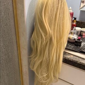 Human Hair Wig Blonde with dark roots